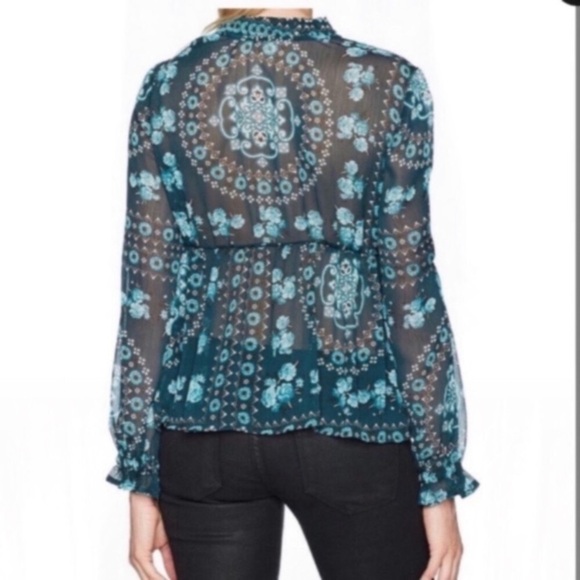 Taylor & Sage Green Floral Sheer Blouse - Picture 3 of 8